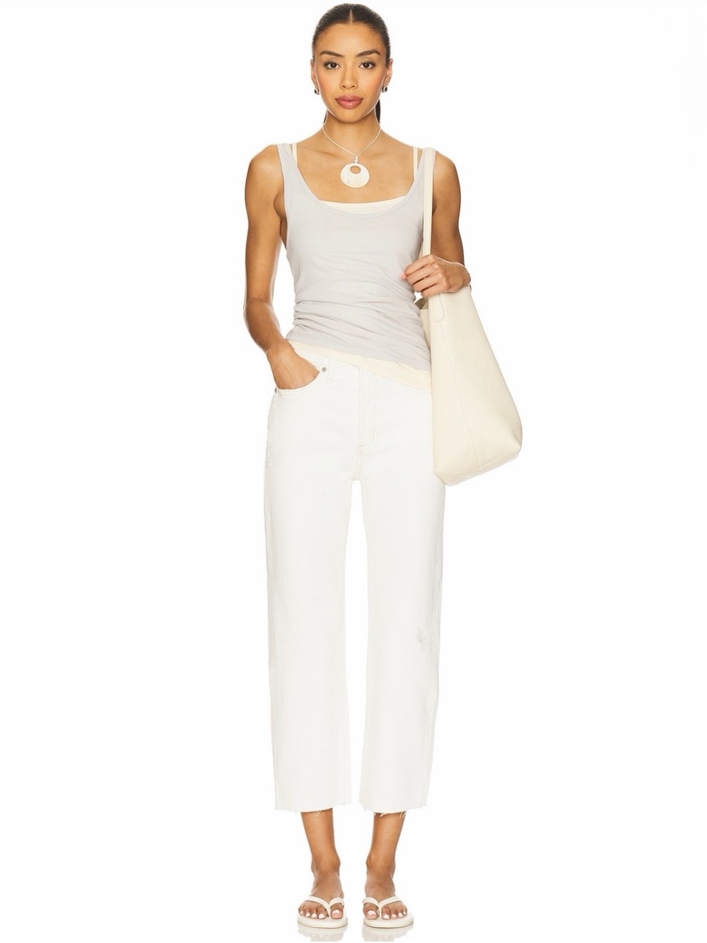 PISTOLA Cassie High Rise Crop Straight in Ecru Vintage
